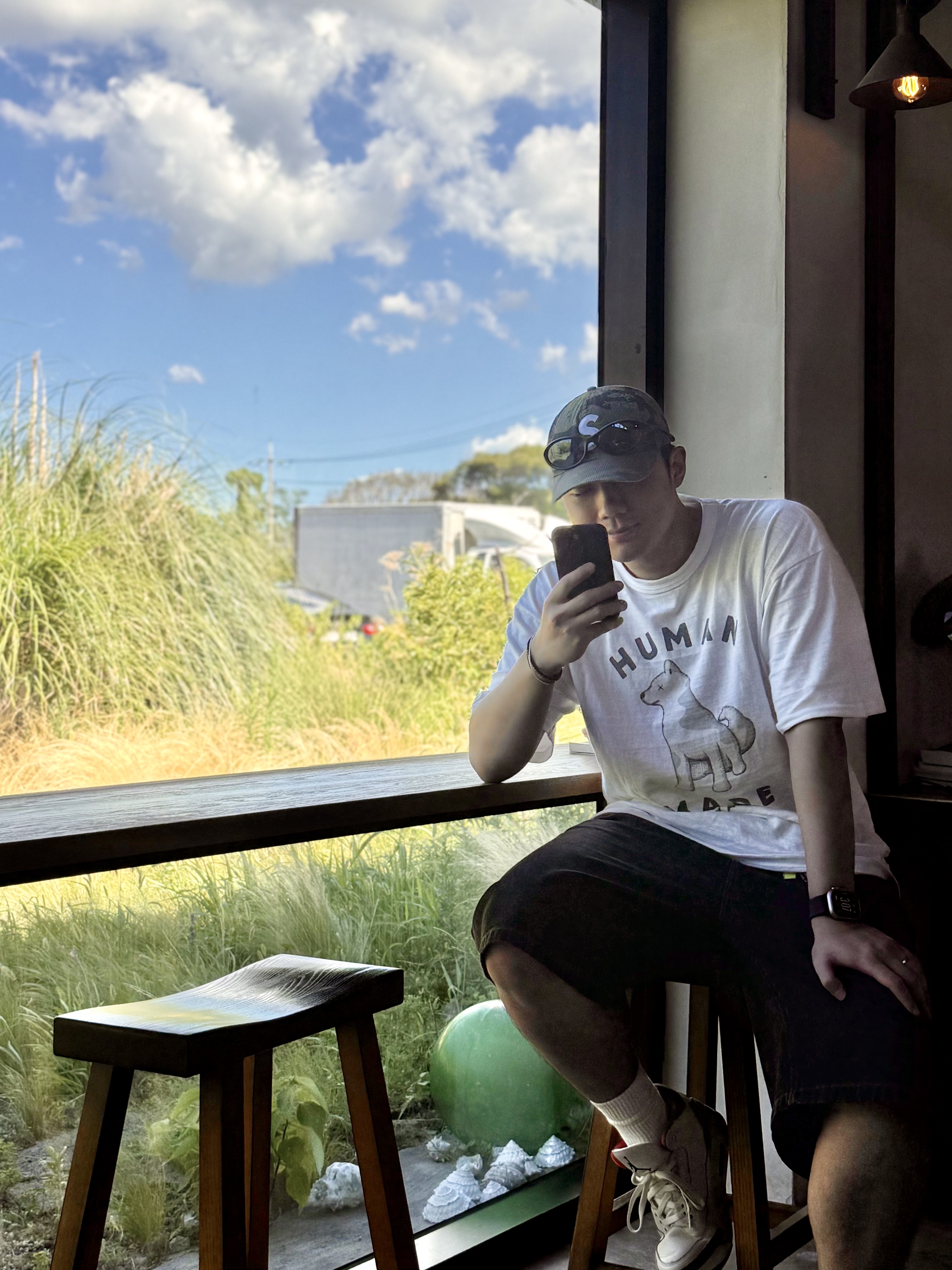 Supreme Seersucker S Logo 6-Panel Woodland Camo - 24SS, Human Made x Kaws Graphic T-Shirt White - Seoul Store Exclusive 착용 스타일