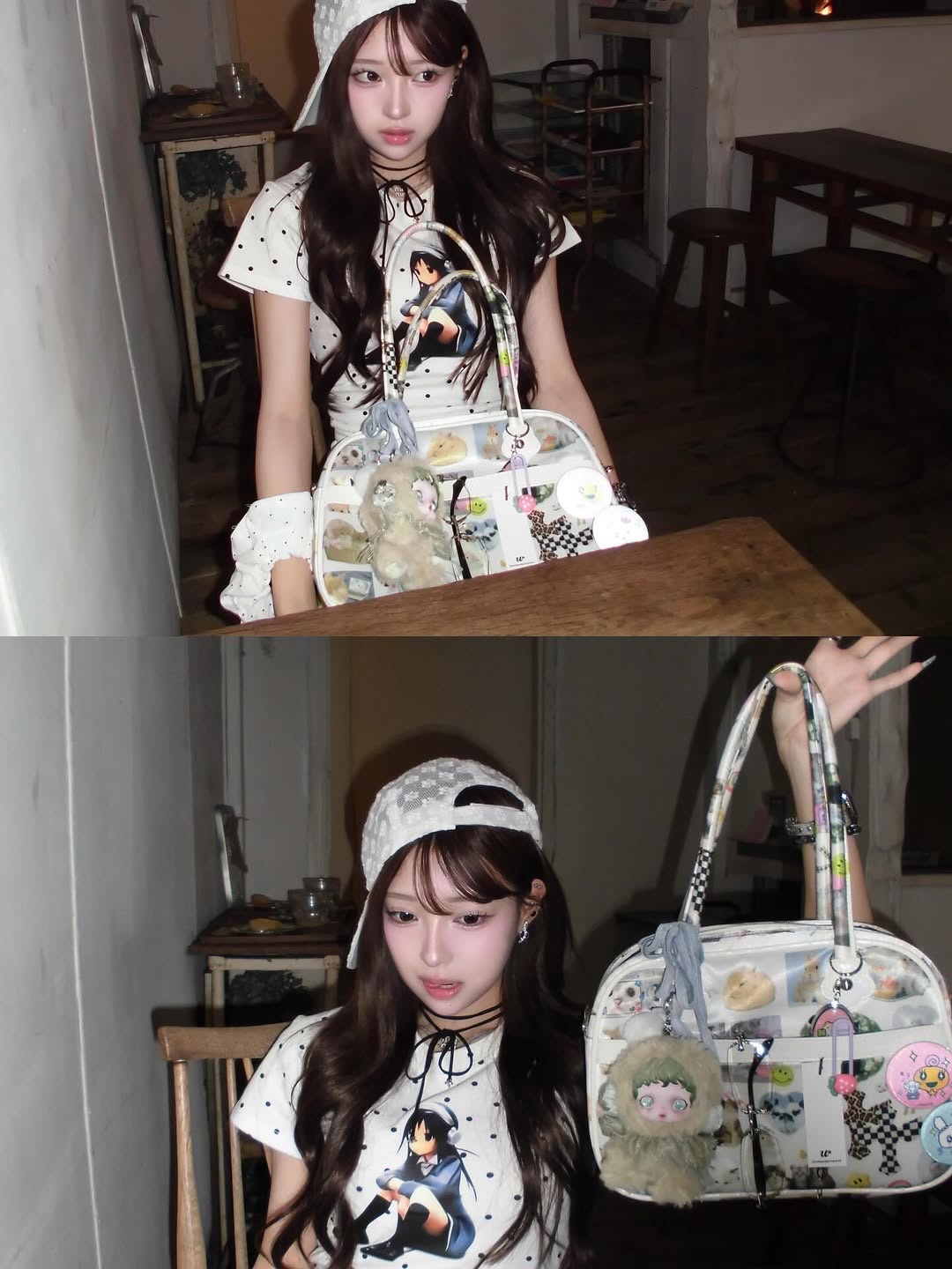 UnsteadyMarket Collage Tote Bag 착용 스타일 - 1