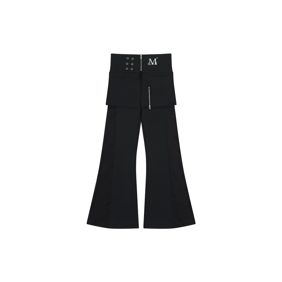 P0000BAA MUCENT Bruno Set Up Metal Logo Punching Eyelet Skirt Pants Black