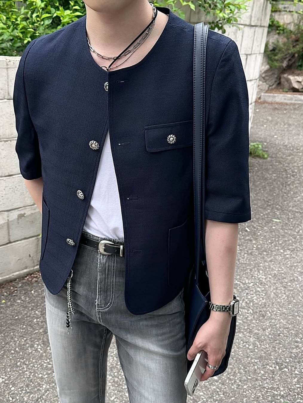 Telfar Medium Shopping Bag Navy, Monamhee x Peaceminusone Daihee Plush Keyring 착용 스타일 - 3