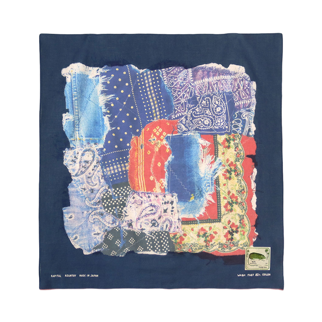 캐피탈 반다나 셀비지 패스트컬러 반다나 보로 네이비(Kapital Bandana Selvedge Fastcolor Bandanna Boro Navy)