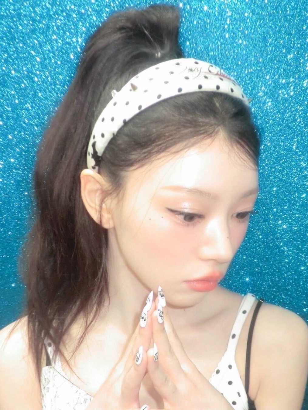 Yegg Dot Angel Sleeveless Blue 착용 스타일 - 2