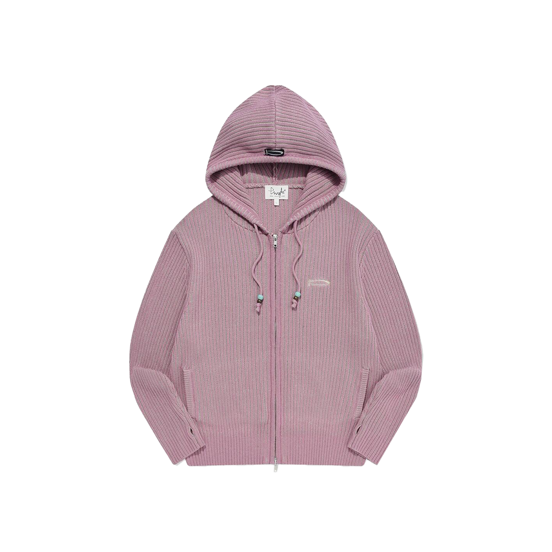 PES1KT303API Phyps Dept Beads Point Knit Hooded Zip-Up Pink
