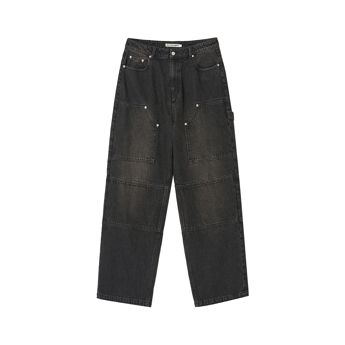PEF1DP304ABK Phyps Dept Double Knee Wide Denim Pants Black