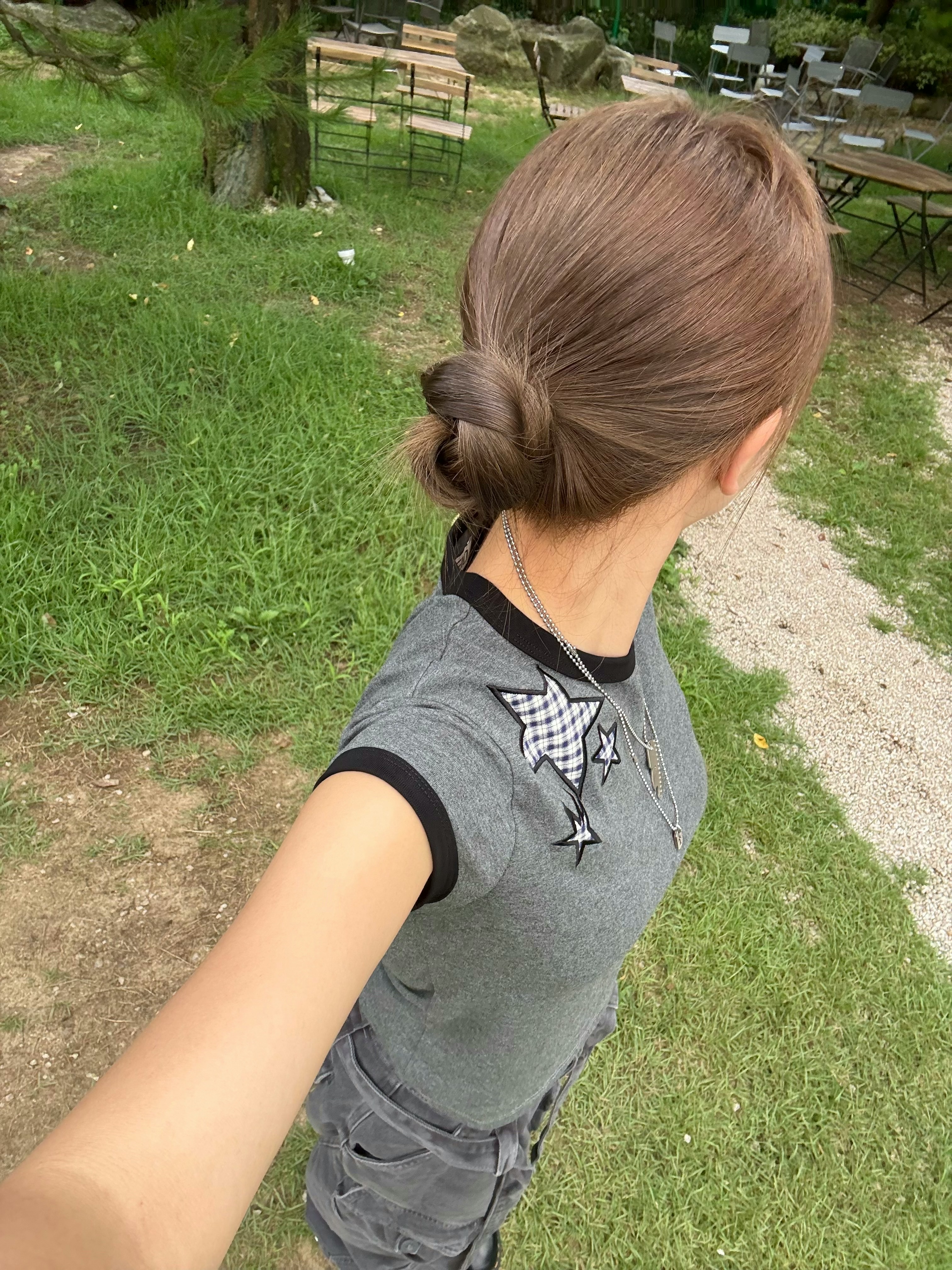 COYSEIO Triple Star Ringer Tee Dark Grey, Hysteric Glamour You Pay Necklace Silver 착용 스타일