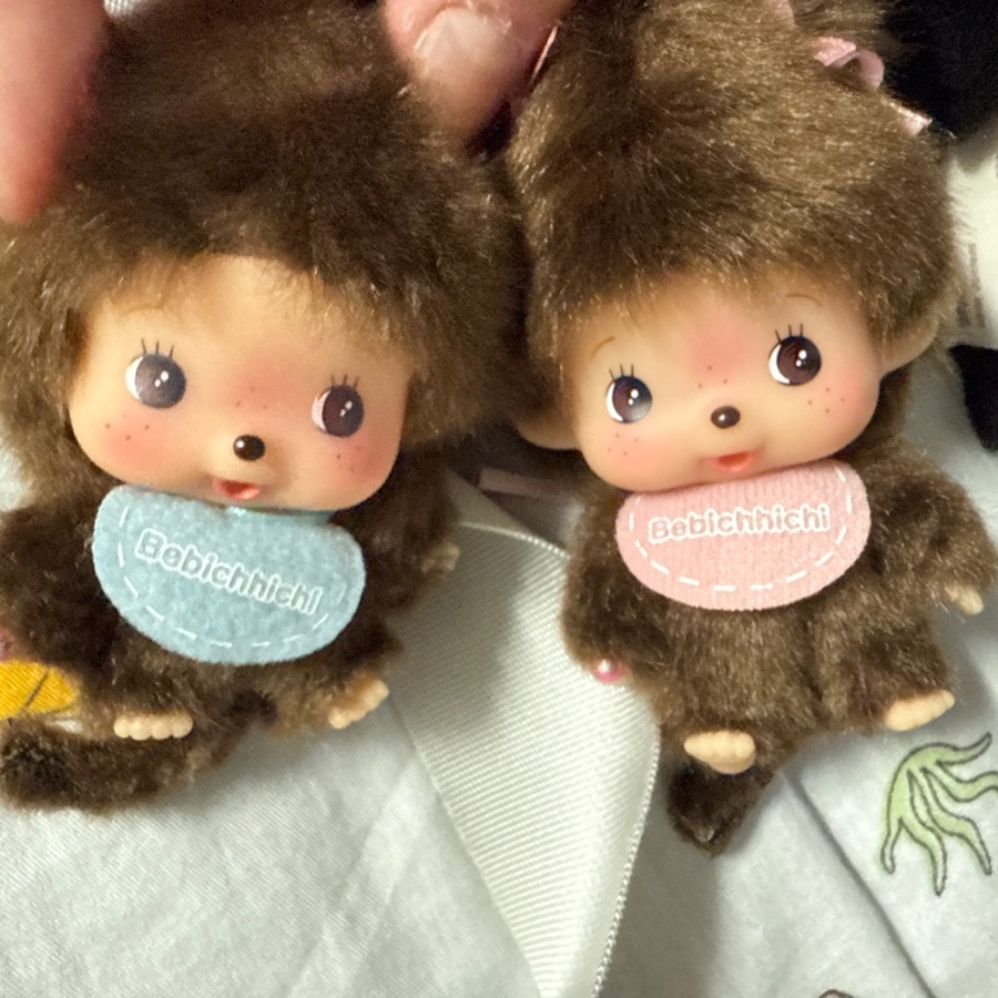 Monchhichi Bebichhichi Bighead SS Girl Key Chain Pink 착용 스타일