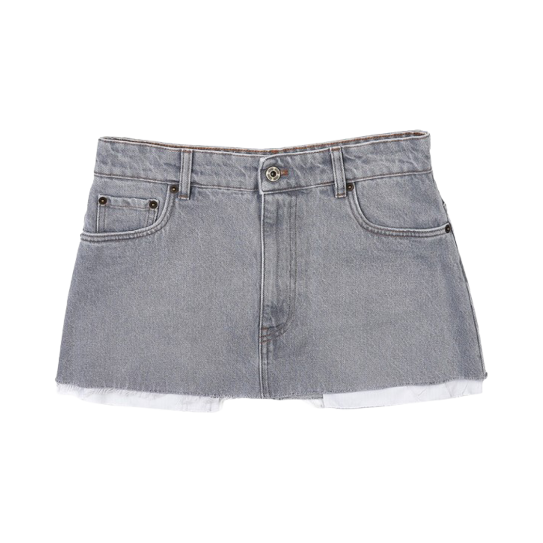 GWD278-13LF-F0031 (W) Miu Miu Denim Mini Skirt Grey