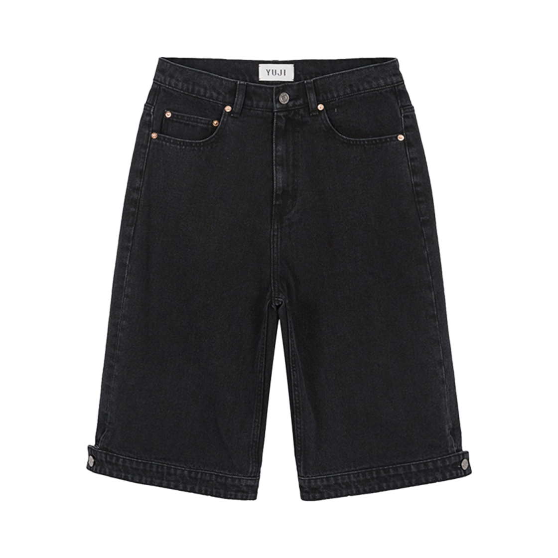 YJ-C01-DP004-W_copy02 YUJI Womens Washed Ui Bermuda Pants Black