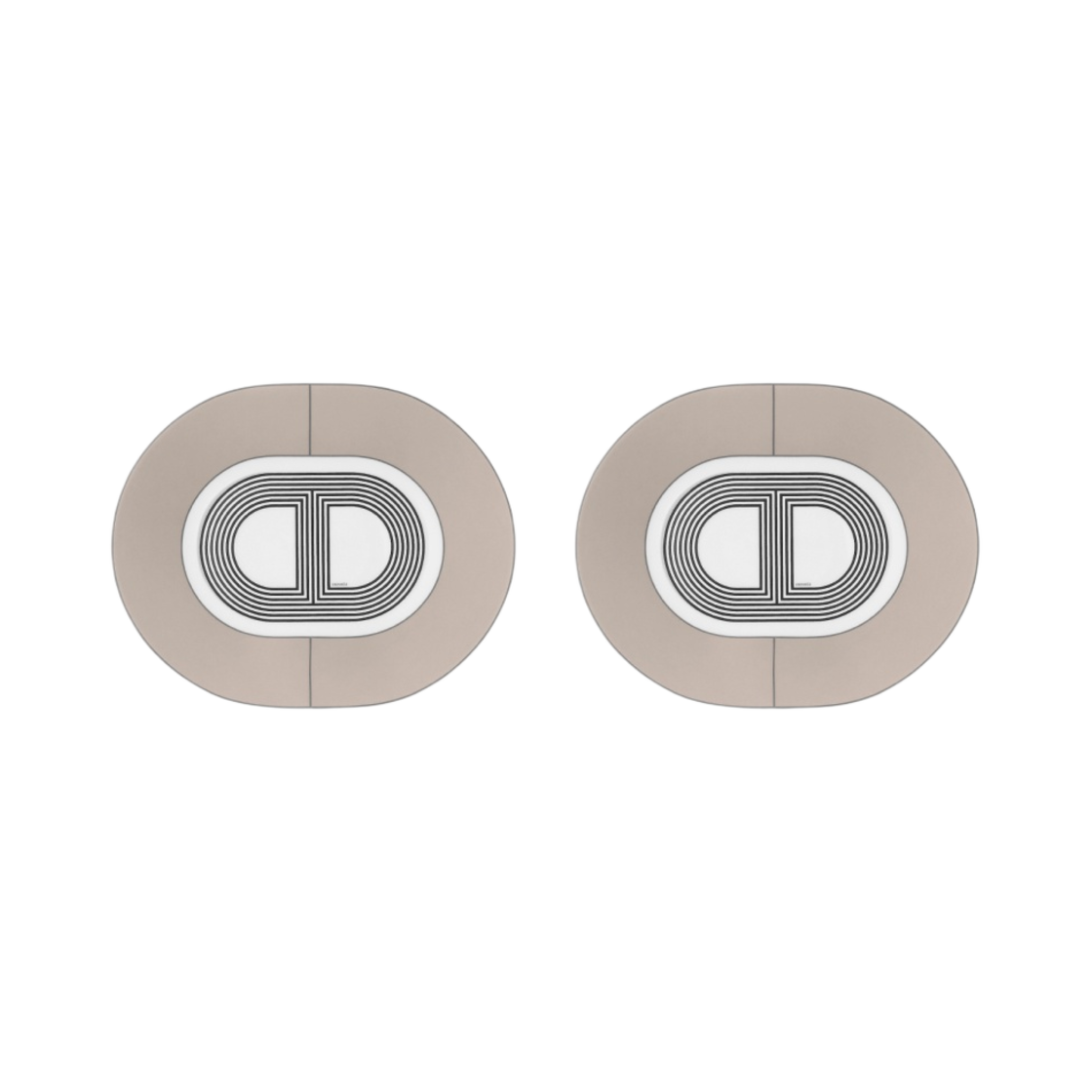 에르메스 랠리 24 스몰 오발 플레이트 그레이 (2개입)(Hermes Rallye 24 Small Oval Plate Grey (2 Plates)) - 1