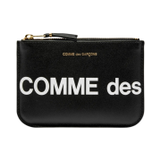 Comme des Garcons SA8100HL Huge Logo Classic Leather Wallet Zip Pouch Black