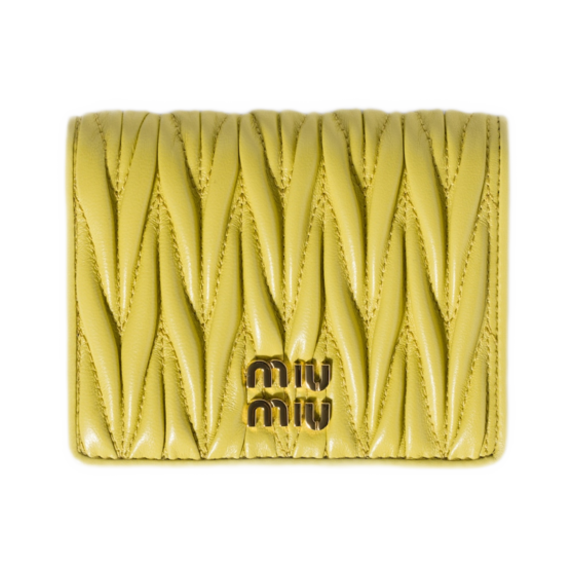 미우 미우 마테라쎄 나파 레더 카드 홀더 시트론 옐로우(Miu Miu Matelasse Nappa Leather Card Holder Citron Yellow)