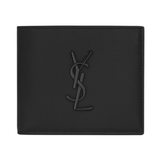 Saint Laurent Cassandre East/West Wallet in Grain De Poudre Embossed Leather Black