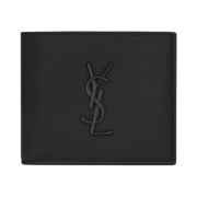 Saint Laurent Cassandre East/West Wallet in Grain De Poudre Embossed Leather Black