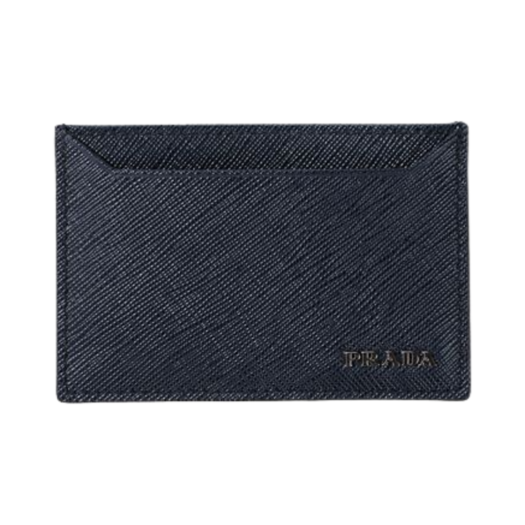 Prada Saffiano Leather Card Holder Baltic Blue