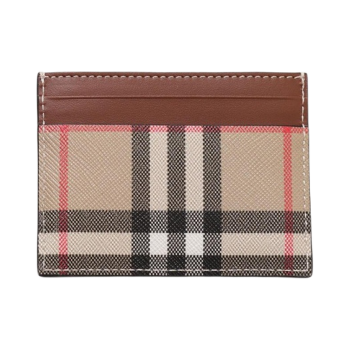 버버리 빈티지 체크 레더 카드 케이스 탄(Burberry Vintage Check and Leather Card Case Tan) - 1