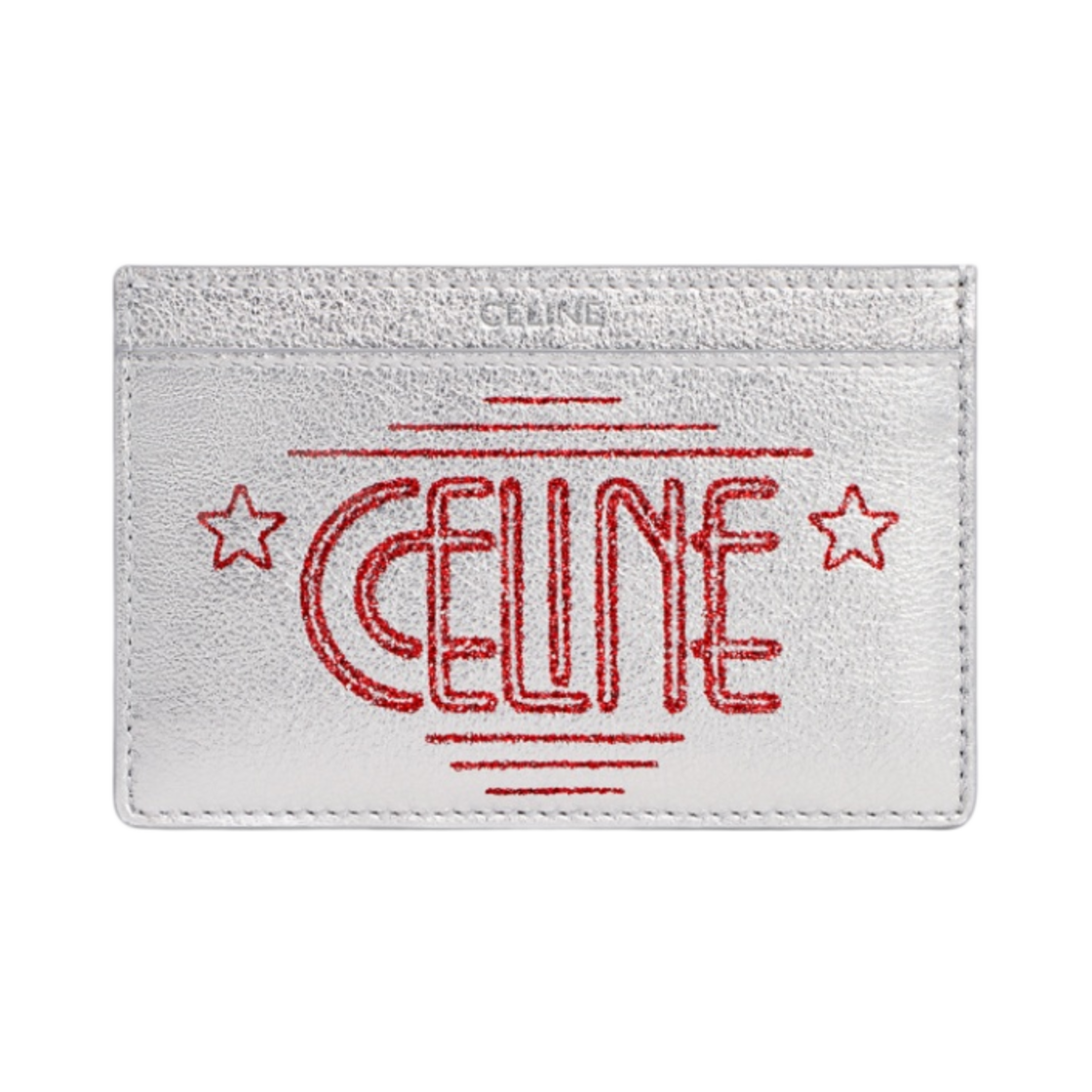 셀린느 카드 홀더 라미네이티드 카프스킨 셀린느 윌턴 프린트 실버(Celine Card Holder in Laminated Calfskin with Celine Wiltern Print Silver) - 1