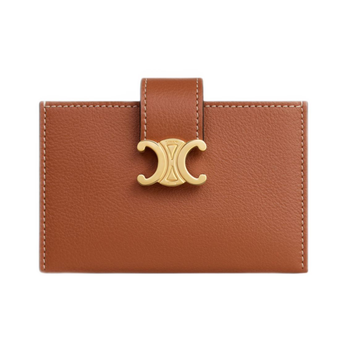 10N843GHH-04LU Celine Accordeon Card Holder in Supple Grained Calfskin Tan