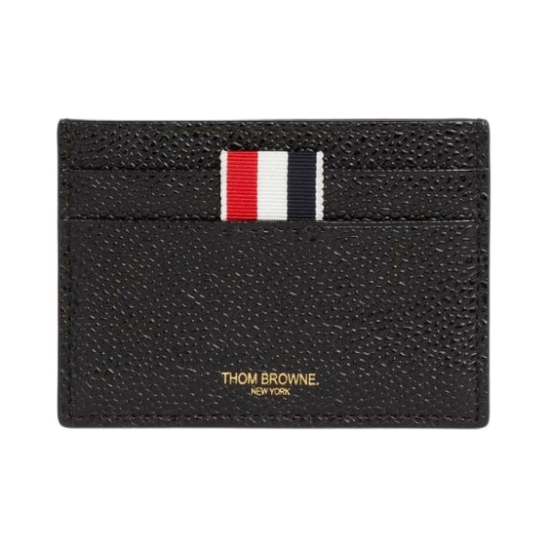 MAW301A-00198-001 Thom Browne Pebble Grain Leather Debossed 4-Bar Single Card Holder Black
