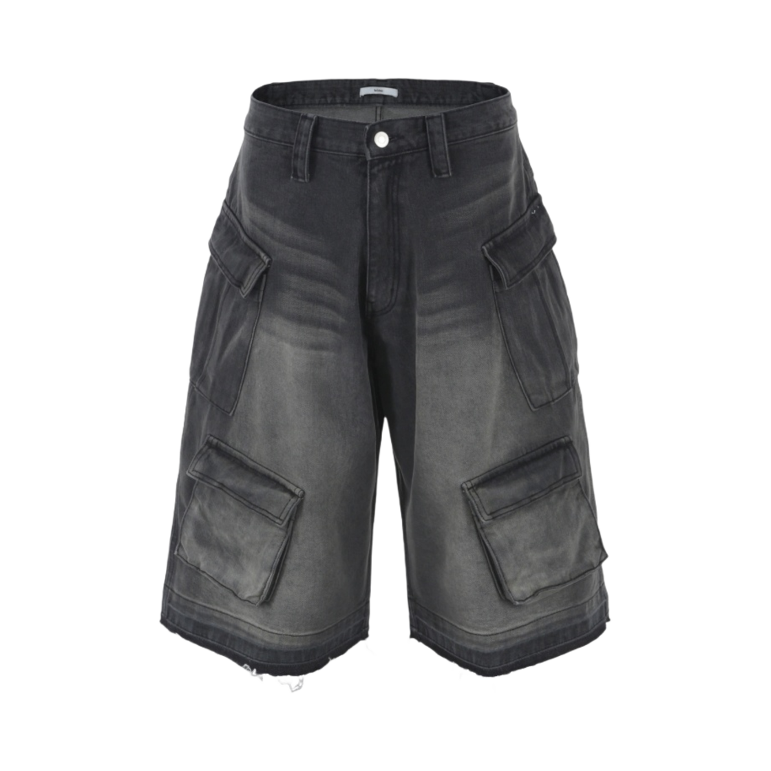 - Nos Couleurs Old Washed Cargo Denim Shorts Dark Grey