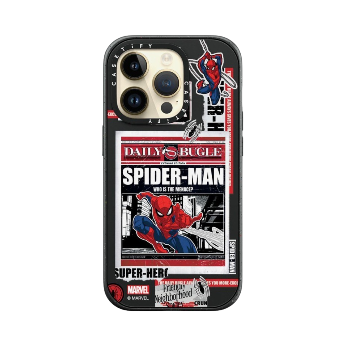 케이스티파이 x 마블 아이폰 스파이더맨 뉴스페이퍼 스티커 임팩트 케이스 매트 블랙(Casetify x Marvel iPhone Spider-Man Newspaper Sticker Impact Case Matte Black) - 4