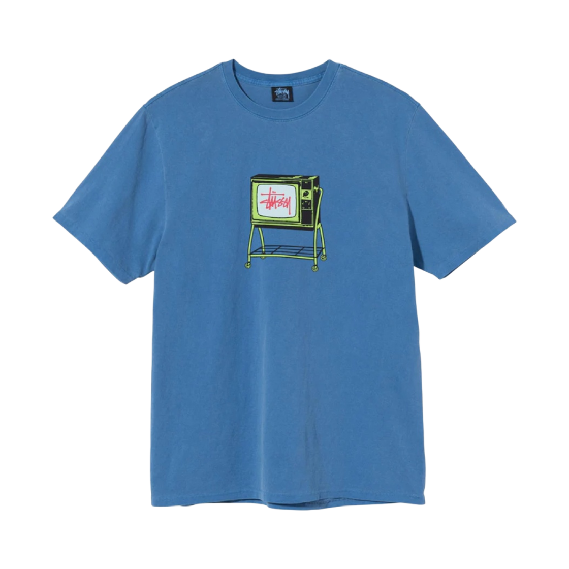 스투시 롤링 TV 피그먼트 다이드 티셔츠 블루
