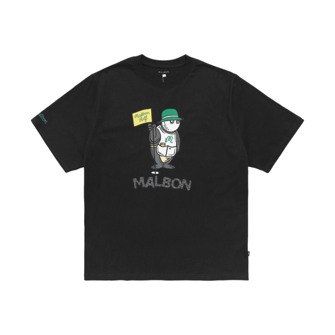 말본 골프 캐디 베어 티셔츠 블랙(Malbon Golf Caddy Bear T-Shirt Black) - 1