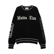 (W) Matin Kim Sleeve Lettering Knit Pullover Black