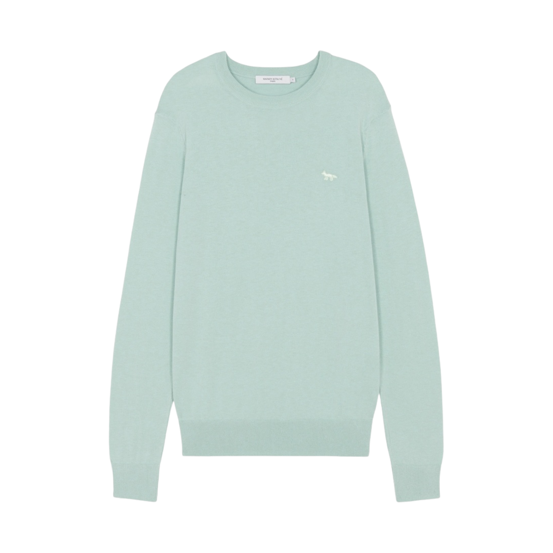 IU00508KT1058-P322 Maison Kitsune Tonal Fox Patch Regular R-Neck Pullover Knit Mist Green