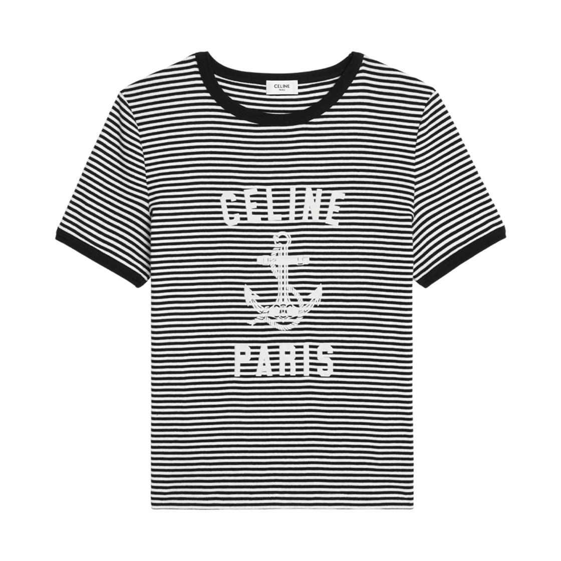 (W) 셀린느 70's 앵커 티셔츠 스트라이프 저지 오프 화이트 블랙((W) Celine 70's Anchor T-Shirt in Striped Jersey Off White Black) - 1