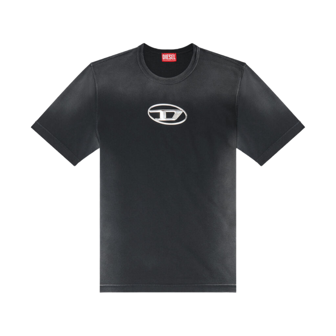 A155850CHBI-9XXA Diesel Faded T-Shirt with Cut Out Oval D Logo Black