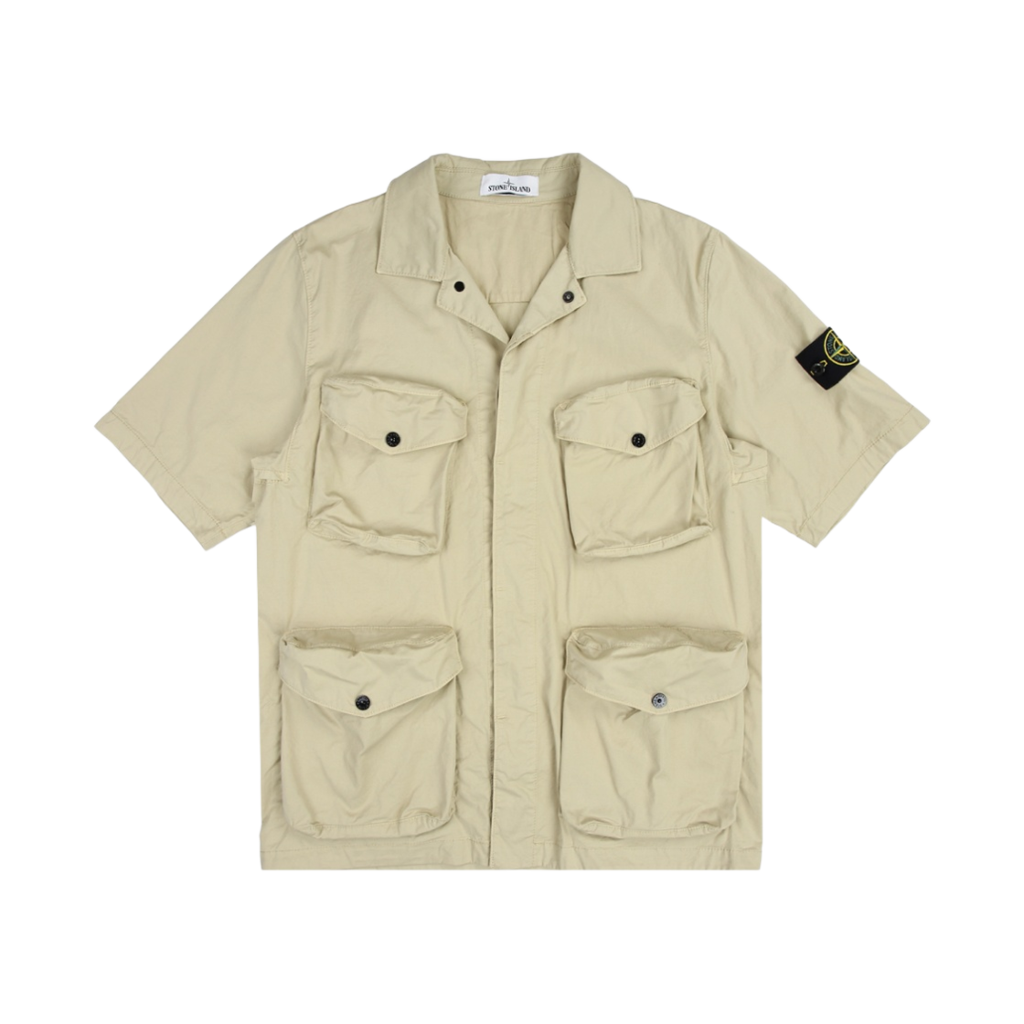 스톤 아일랜드 10210 스트레치 코튼 개버딘 숏슬리브 오버셔츠 에크루 - 21FW(Stone Island 10210 Stretch Cotton Gabardine Short Sleeve Overshirt Ecru - 21FW) - 1