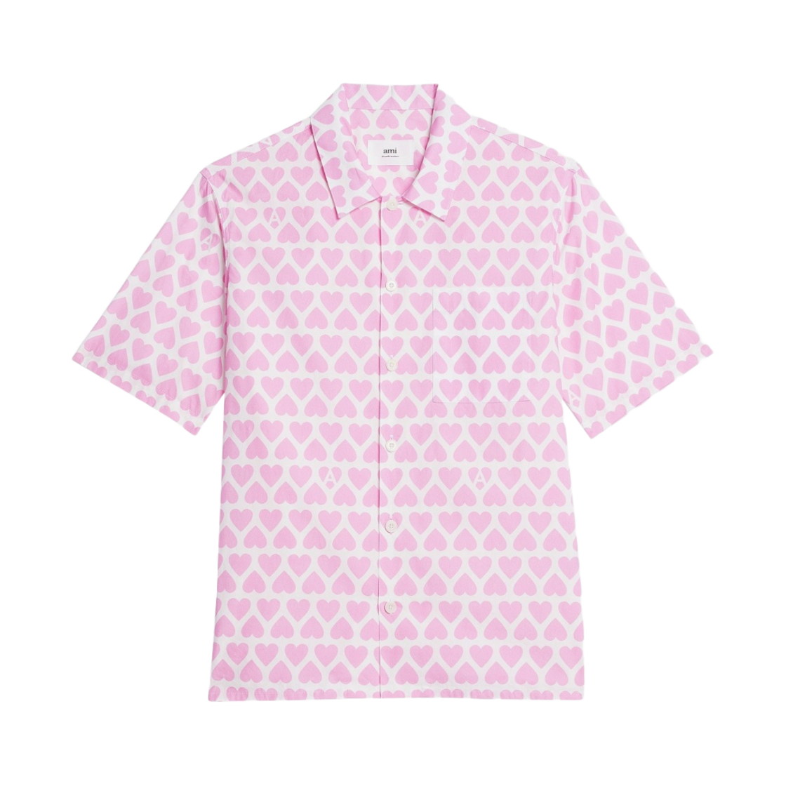 아미 캠프 칼라 셔츠 캔디 핑크 내츄럴 화이트(AMI Camp Collar Shirt Candy Pink Natural White) - 1