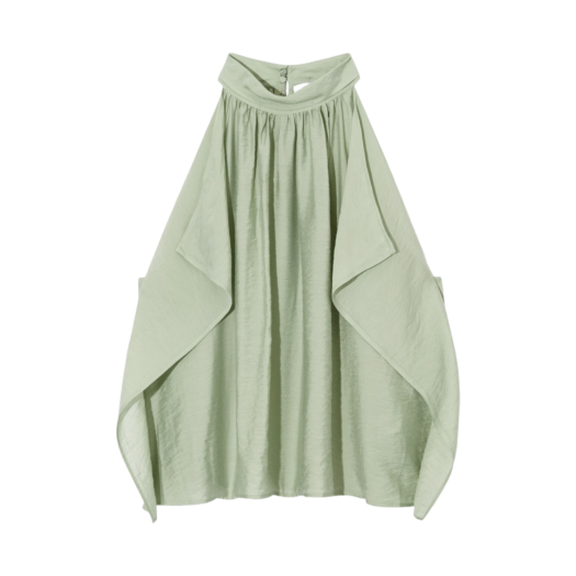 1166634001 (W) COS Floaty Halterneck Tank Top Green