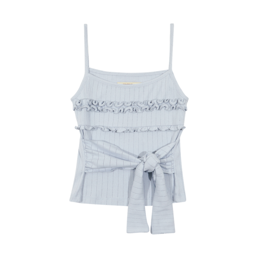 MF2514TS004CLBFR Margarin Fingers Frill Ribbon Tank Top Light Blue
