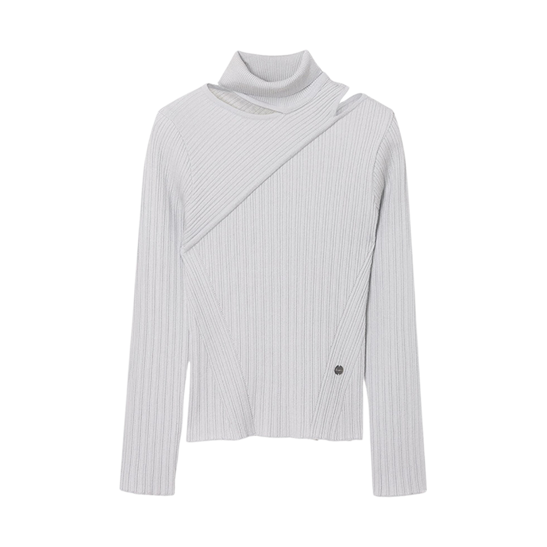 SK4WP941 (W) Loeuvre Cut-Out Asymmetric Knit Top Mint Grey