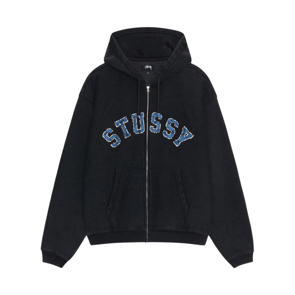 118565 Stussy Faded Graphic Zip Hoodie Washed Black - 대표 이미지 #1