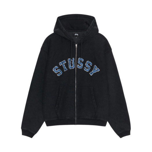 Stussy Faded Graphic Zip Hoodie Washed Black