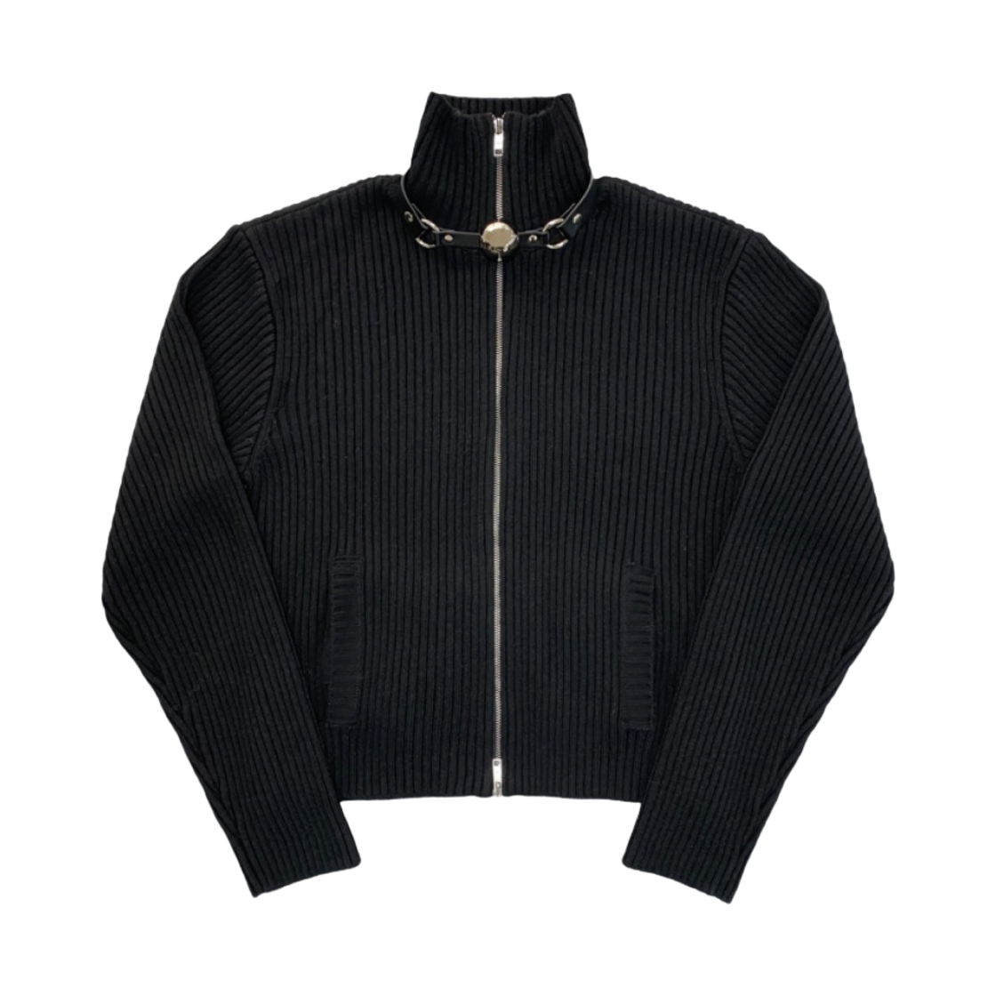 프로젝트 G/R BDSM 볼 개그 버클 니트 집업 블랙(Project G/R BDSM Ball Gag Buckle Knit Zip-Up Black)