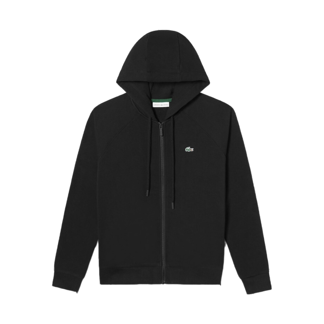 (W) 라코스테 베이직 후드 집업 스웨트셔츠 블랙((W) Lacoste Basic Hoodie Zip-Up Sweatshirt Black) - 1