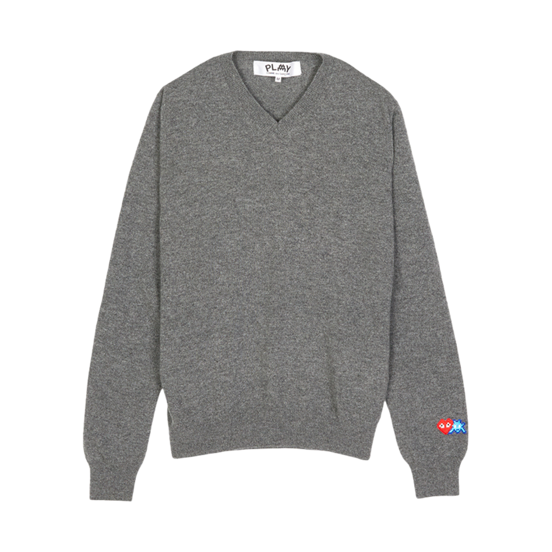 플레이 꼼데가르송 x 인베이더 더블 픽셀 하트 니트웨어 그레이(Play Comme des Garcons x Invader Double Pixel Heart Knitwear Gray) - 1