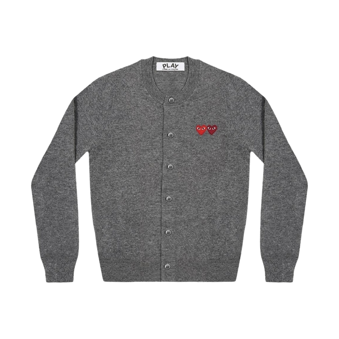 (W) 플레이 꼼데가르송 더블 하트 가디건 그레이