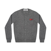 (W) Play Comme des Garcons Double Heart Cardigan Grey