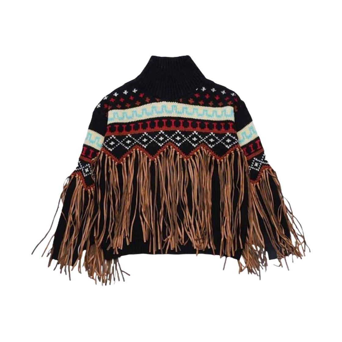 SACHA-BM (W) Tach Sacha Fringed Knit Cardigan Black Multi