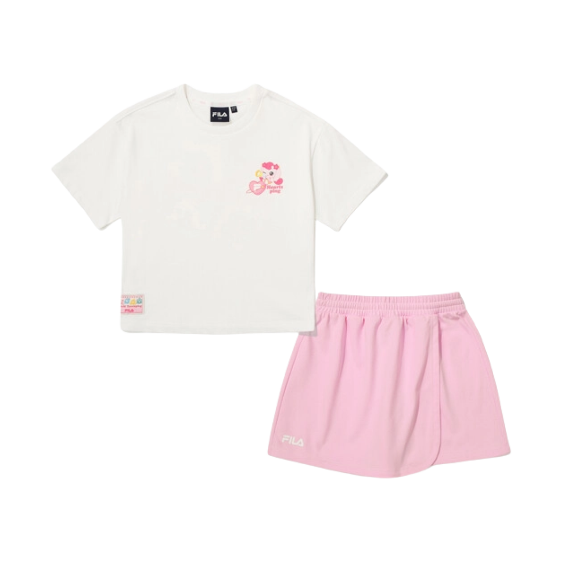 (Kids) 휠라 x 캐치! 티니핑 로열핑 셋 업 하츄핑 화이트((Kids) Fila x Catch! Teenieping Royalping Set Up Heartsping White)