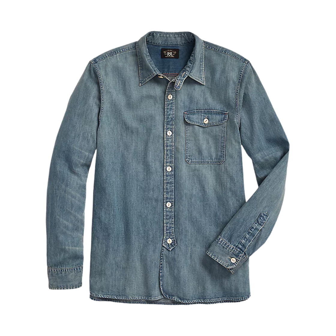 (W) 더블알엘 코튼 데님 워크 셔츠 다크 워시((W) Double RL Cotton Denim Work Shirt Dark Wash) - 1