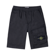 (Kids) Stone Island L0412 Logo Patch Straight Leg Shorts Black - 23SS