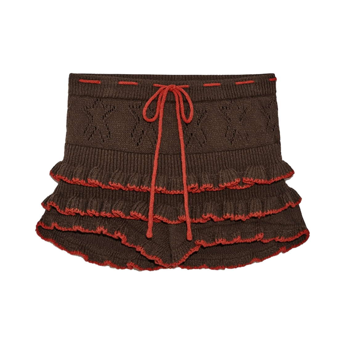 - (W) Glowny x Simihaze Candy Pop Knit Shorts Brown