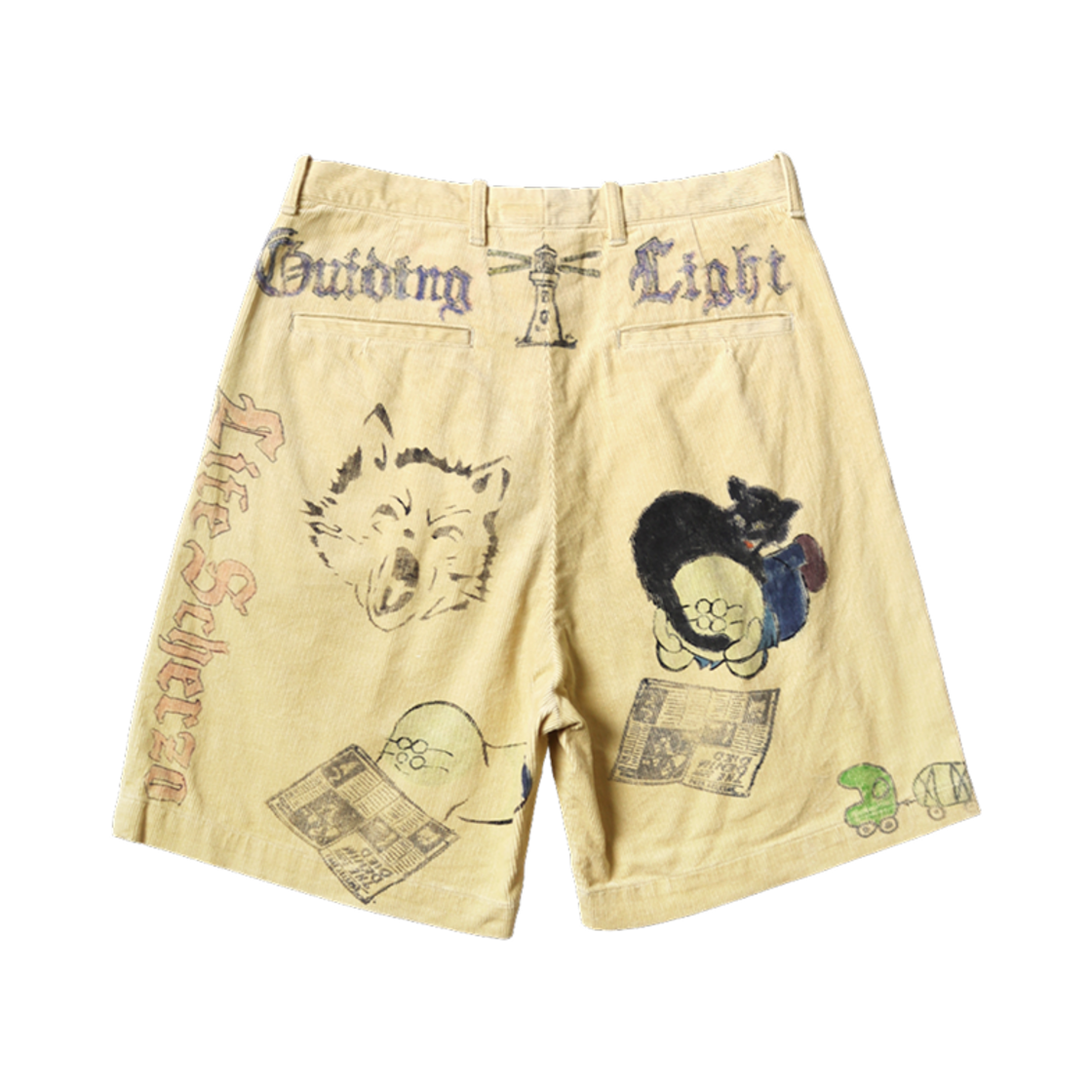캐피탈 14W 코듀로이 아이비 쇼츠 메모리얼 페인트 모델 베이지(Kapital 14W Corduroy Ivy Shorts Memorial Paint Model Beige) - 2