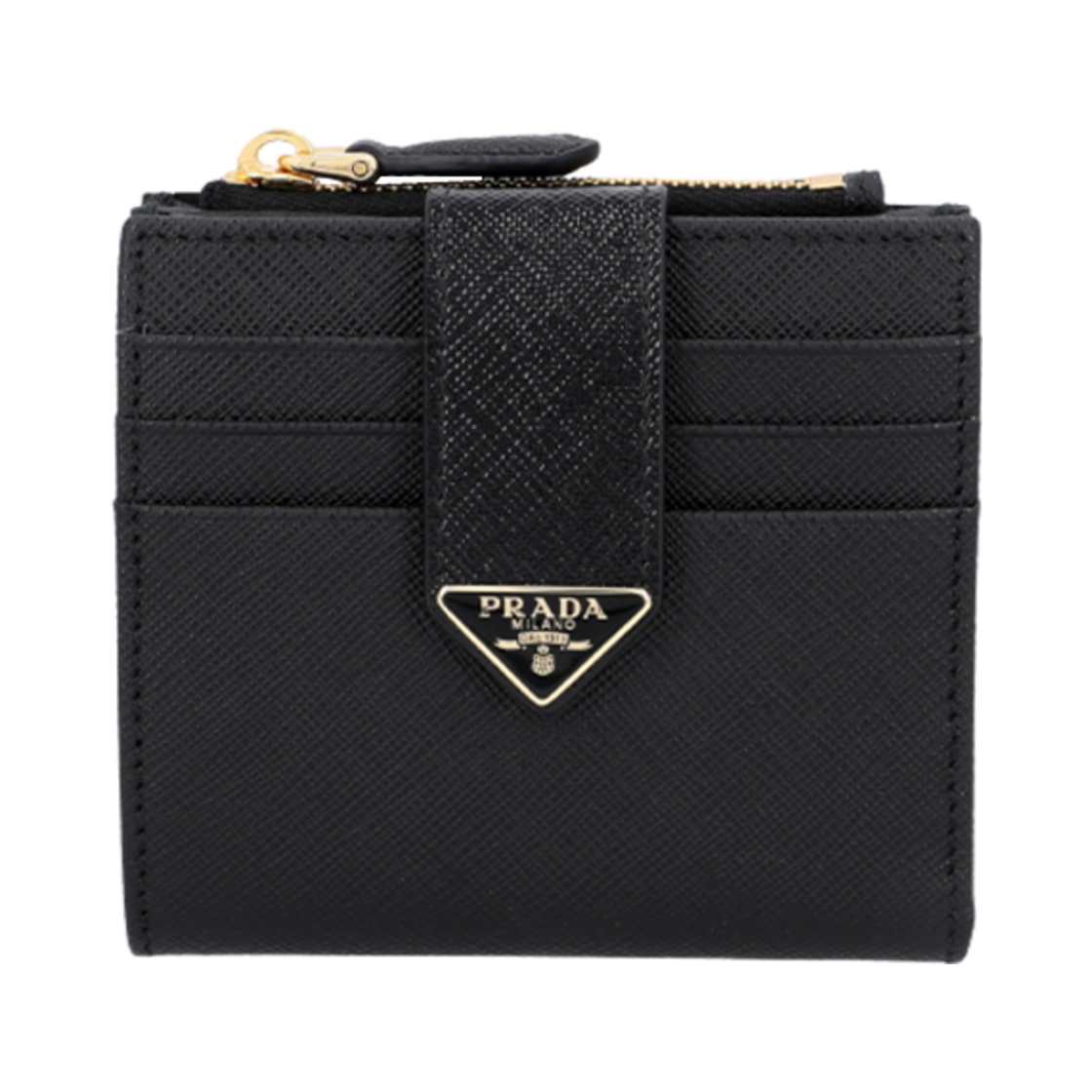 1ML047-2C7X-F0002 Prada Saffiano Triangle Logo Wallet Black