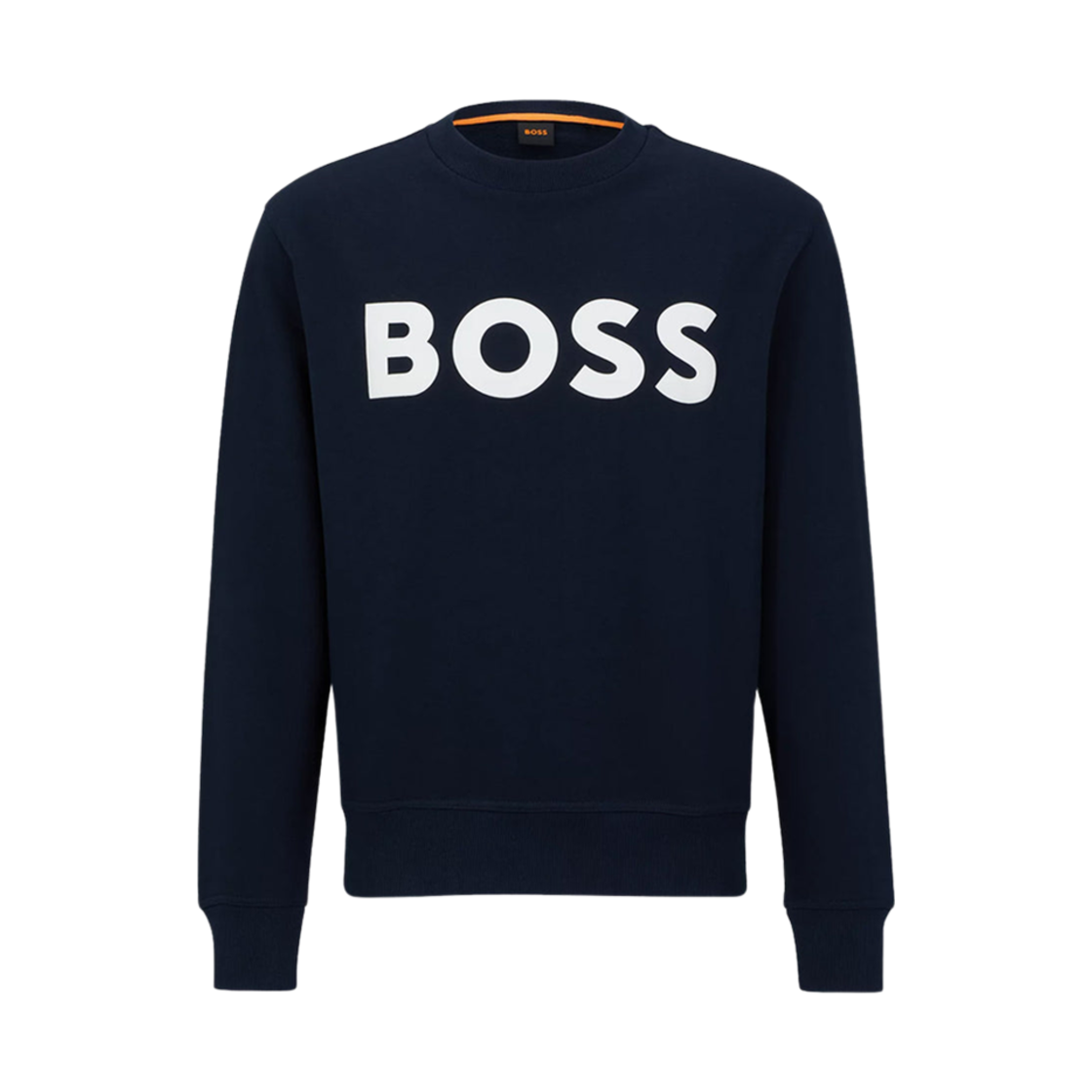 50487133-404 Hugo Boss Relaxed Fit Cotton Terry Sweatshirt with Rubber Print Logo Dark Blue